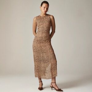 NWT J Crew Gathered sheath dress in leopard chiffon Size 0
